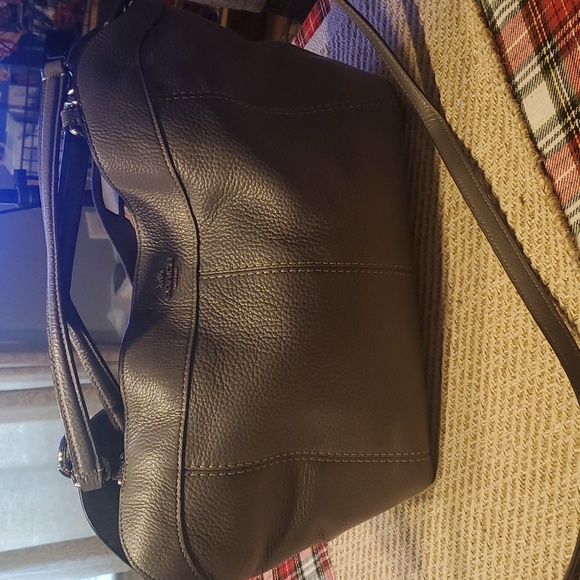 Coach pebble‎ grain gray leather cross body/satchel - Picture 1 of 11